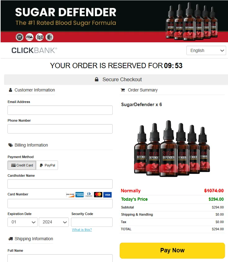 Sugar Defender checkout